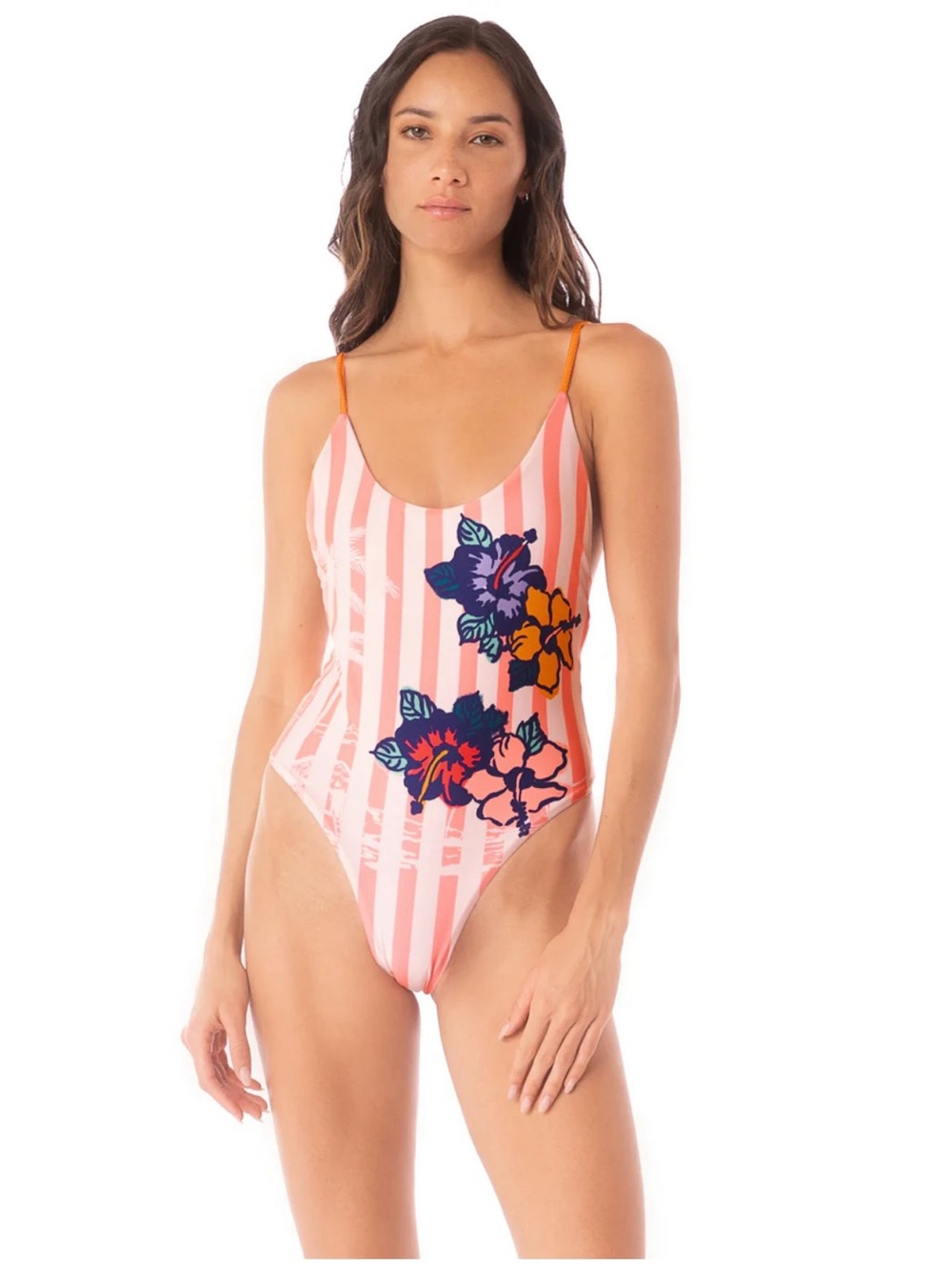 Maaji Hula Harmony Wanda Striped Floral One Piece Swimsuit size S